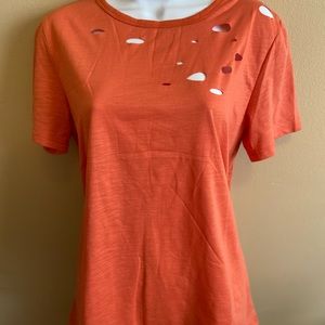 NWOT destroyed style orange top